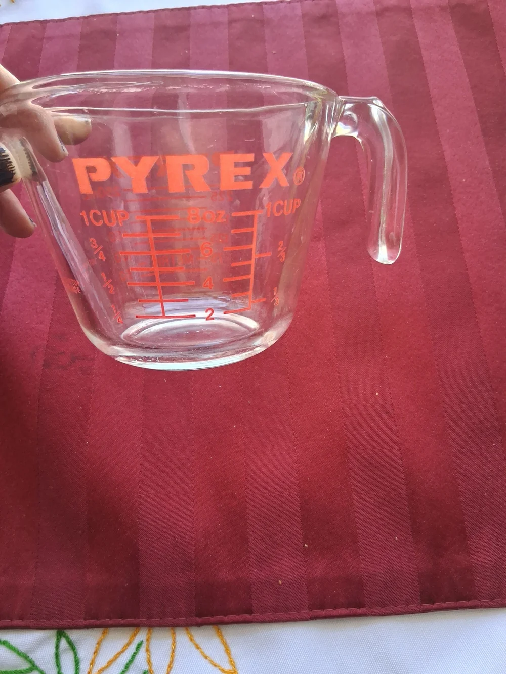 Pyrex Clear Glass Measuring Cup with Orange Markings